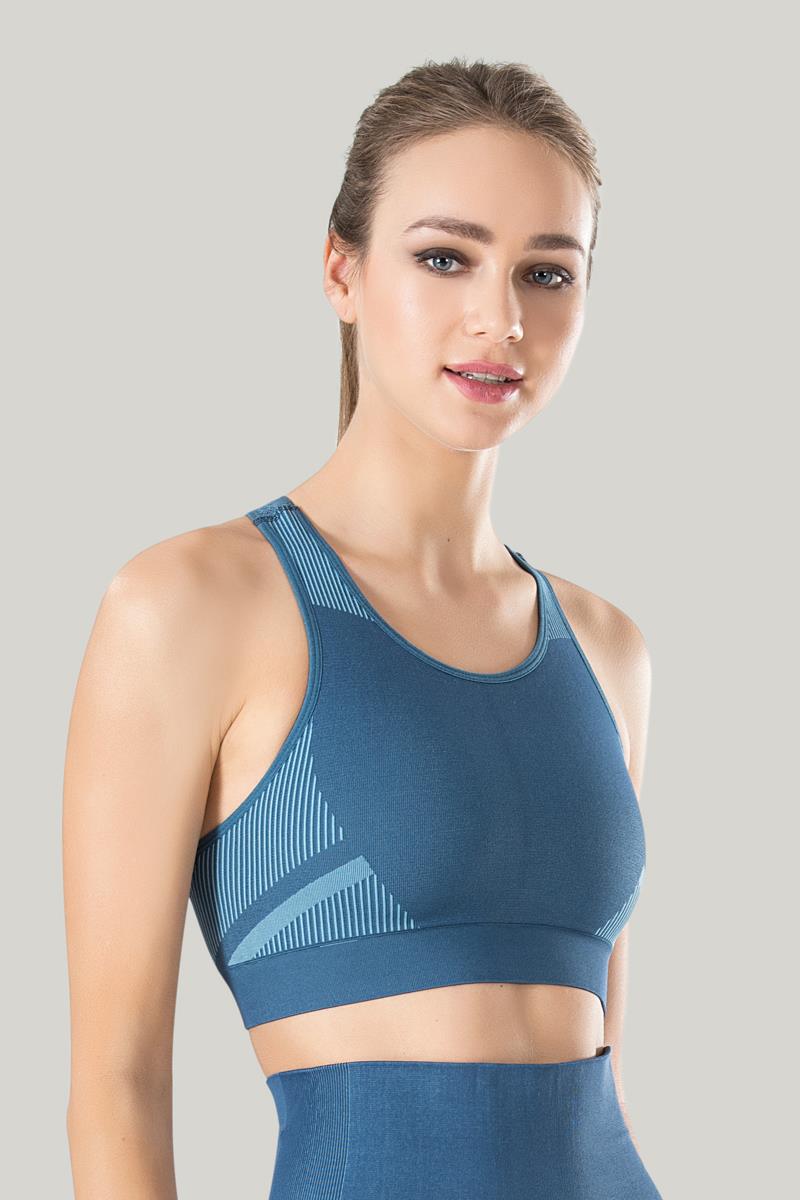 Mavi Desenli Sporcu Büstiyer