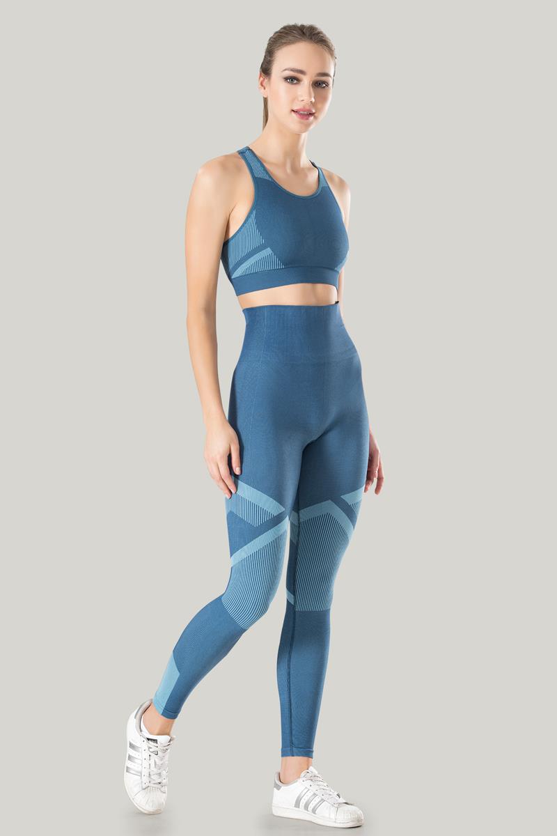 Mavi Desenli Büstiyer Ve Tayt Takımı