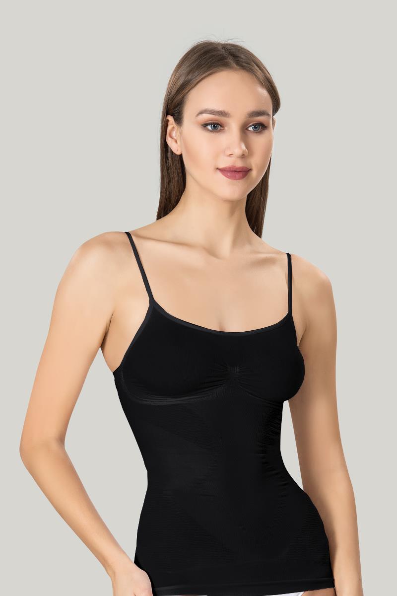 Parlak Korsajlı Siyah Atlet