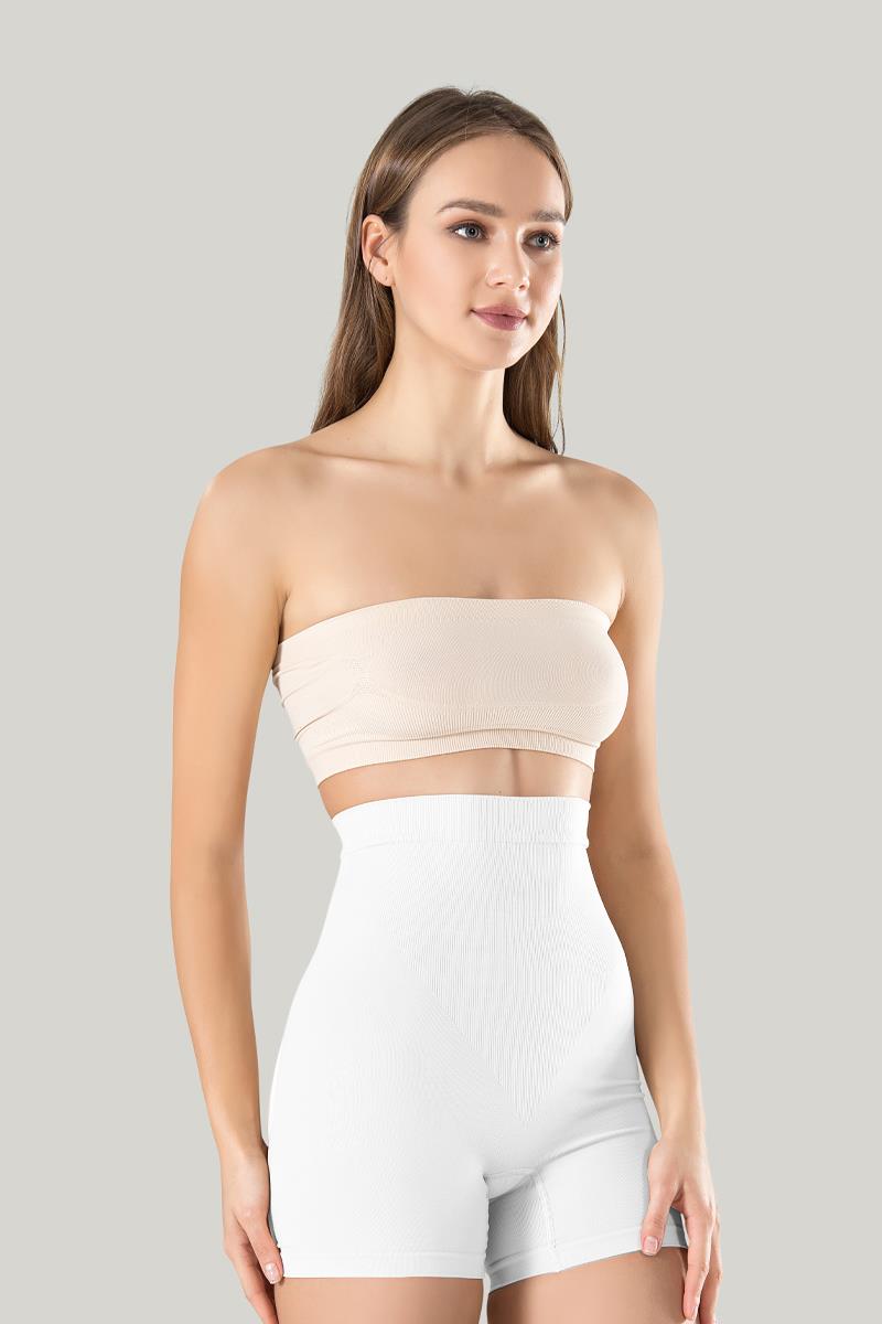 Yüksek Bel Beyaz Korse Boxer