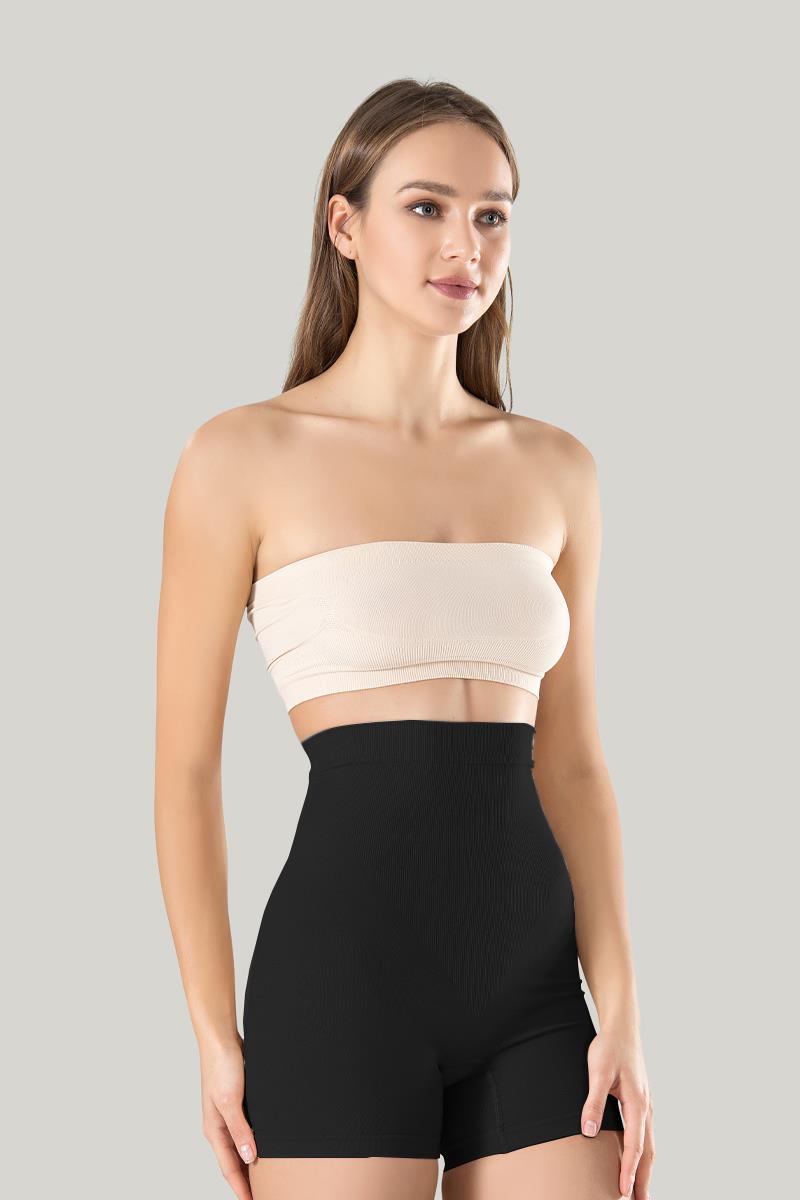 Yüksek Bel Siyah Korse Boxer